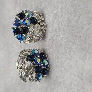 Lisner Blue Aurora Borealis Rhinestone Earrings